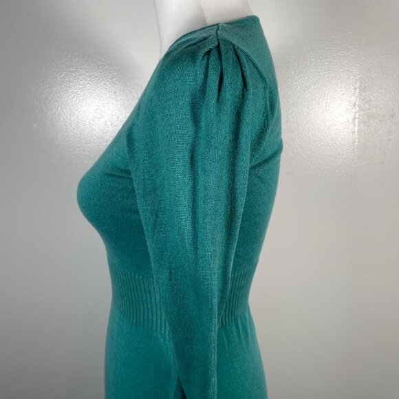 Divided Green Scoop Neck Tight Knit Fit and Flare Mini Sweater Dress 4 - Picture 7 of 13